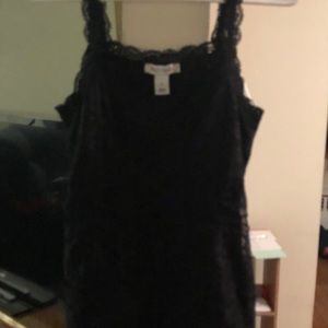 Black shell with lace overlay